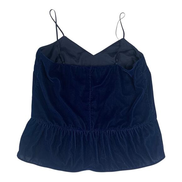 J. Crew size 8 medium velour Blue Fitted Peplum Camisole tank top - Picture 2 of 9